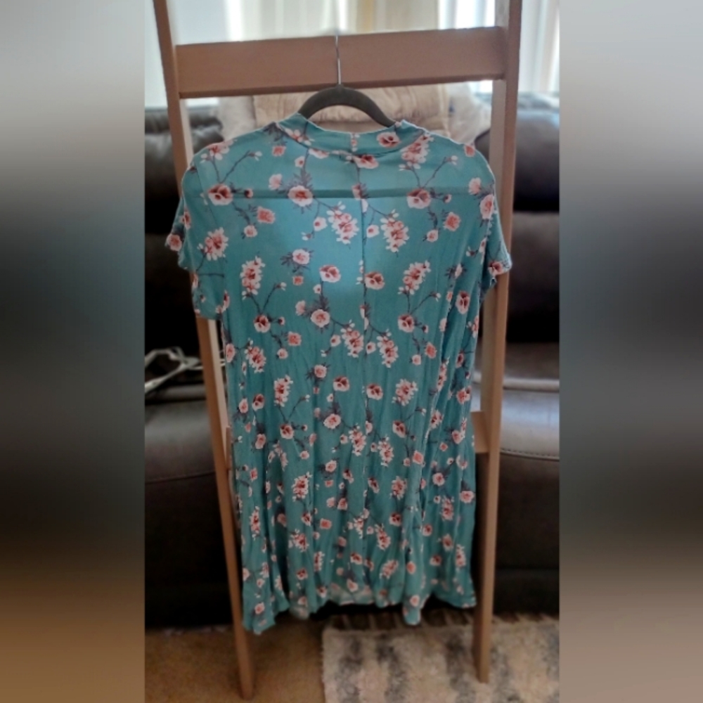 Blue dress with cutout in front